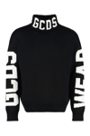 Gcds Wool Melange Turtleneck Sweater In Black