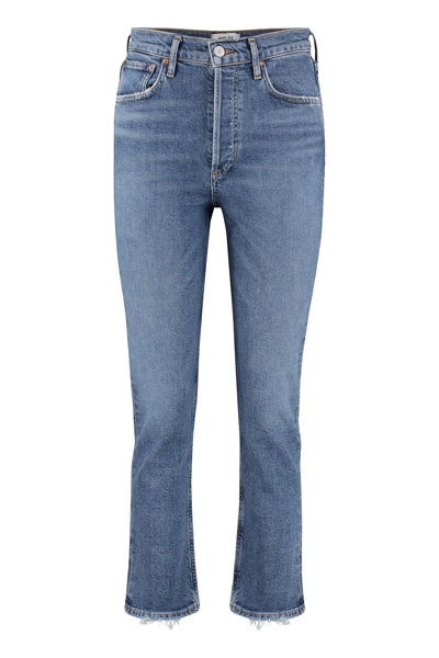 Agolde Riley Cropped Straight Leg Jeans In Cove
