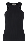 Agolde Black Organic Cotton Bea Cutaway Tank Top In Black
