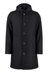 Herno Felted Single-breasted Trench Coat In Black