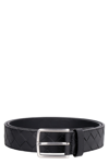 Bottega Veneta Black Belt With Silver-colored Buckle In Intreccio Leather Man In Black