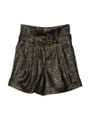 Balmain Teen Metallic High-waisted Shorts In Nero