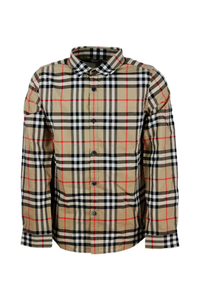 Burberry Kids' Shirt With Check In Beige