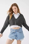 Bdg Valeria Cropped V-neck Sweater In Dark Grey
