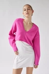 Bdg Valeria Cropped V-neck Sweater In Pink