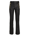 DEREK LAM 10 CROSBY ROBERTSON BUTTON-EMBELLISHED LEATHER FLARED PANTS