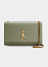 Saint Laurent Kate Monogram Ysl Medium Grain De Poudre Chain Bag In Light Sage