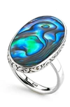 Samuel B. Sterling Silver Balinese Design Abalone Ring In Blue