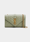 Saint Laurent Triquilt Small Grained Leather Crossbody Bag In Lt Sage