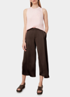 Vince Satin Pleated-front Wide-leg Crop Pants In Blk Truffle