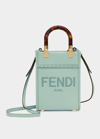 Fendi Sunshine Mini Calfskin Logo Shopper Tote Bag In F03hw Menta