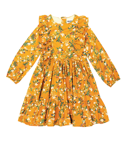 Molo Kids' Clea Floral-print Dress In Marrone