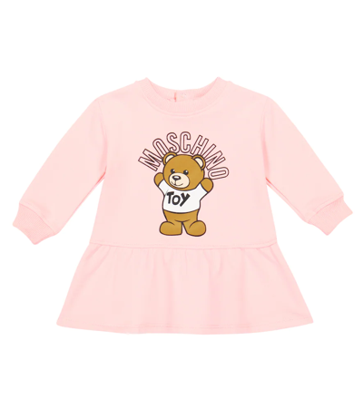Moschino Baby Cotton-blend Sweatshirt Dress In Sugar Rose
