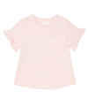 Givenchy Babies' Kids Ruffle-sleeve Logo T-shirt (6-18 Months) In Pink