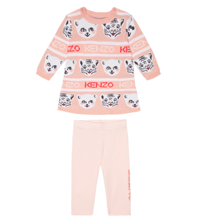 Kenzo Baby Cotton Sweatshirt And Pants Set In Pink