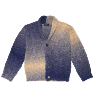 Il Gufo Kids' Dégradé Alpaca-blend Knit Cardigan In Navy