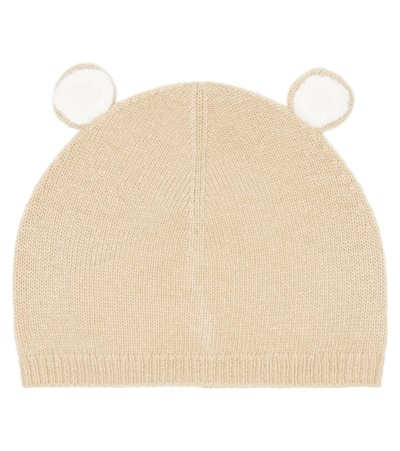 Il Gufo Baby Teddy-ear Wool Knit Beanie In Pink