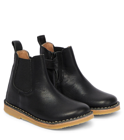 Petit Nord Kids' Leather Ankle Boots In Black
