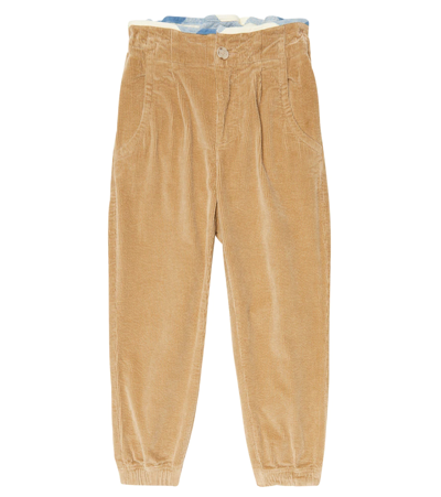 Woolrich Kids' Tapered Cotton Corduroy Pants In Gold Khaki