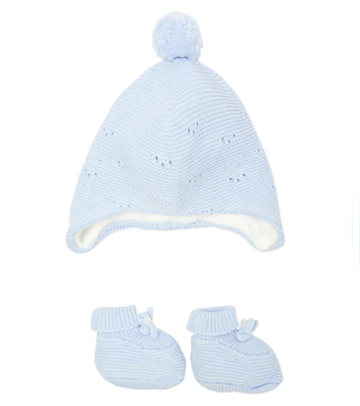 Tartine Et Chocolat Baby Cotton-blend Hat And Socks Set In Bleu Ciel