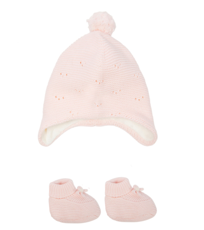 Tartine Et Chocolat Baby Cotton-blend Hat And Socks Set In Rose Pale