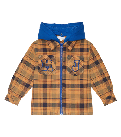 Marc Jacobs Kids' Checked Hooded Jacket In Brick