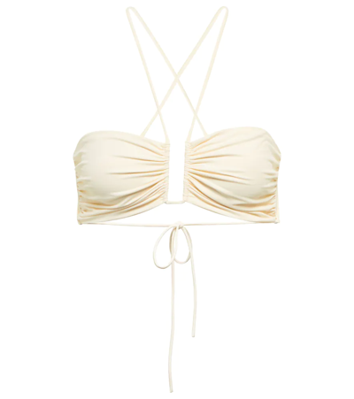 Magda Butrym Gathered Halterneck Bikini Top In Ivory