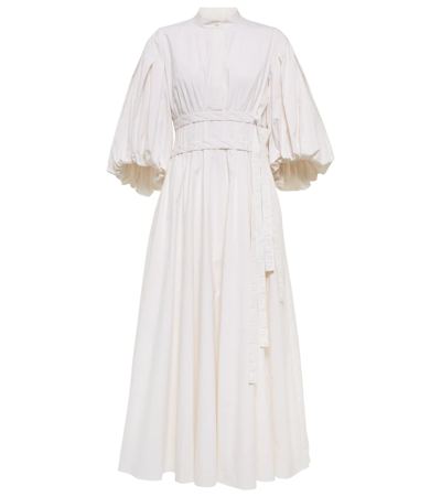 Roksanda Madalena Puff-sleeve Cotton-poplin Dress In White