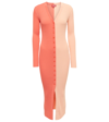 Staud Shoko Two-tone Ribbed Stretch-knit Cardigan In Pink