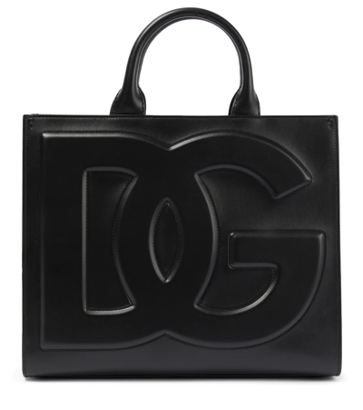 Dolce & Gabbana Dg Daily Medium Leather Tote In Nero