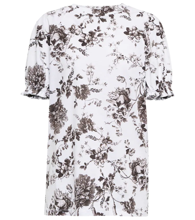 Erdem Beatrice Floral-print Cotton T-shirt In White