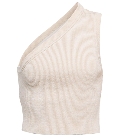 Jacquemus Asymmetrical Crop Top In Light Beige