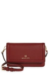 Michael Michael Kors Small Jet Set Charm Leather Crossbody Phone Case In Merlot/silver