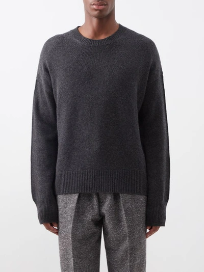 Allude Crew-neck Cashmere Sweater In Dark Grey