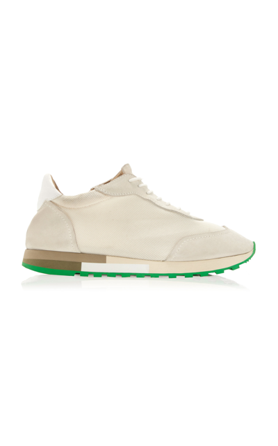 The Row Owen Leather; Mesh Sneakers In White