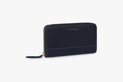 Strathberry Large Rose Street Wallet In Navy / White