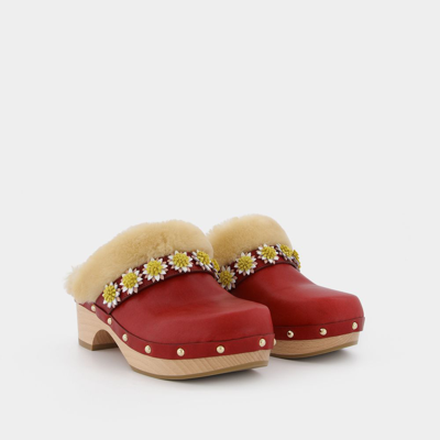 Fabrizio Vitti Jean Daisy Trim Clog In Burgundy