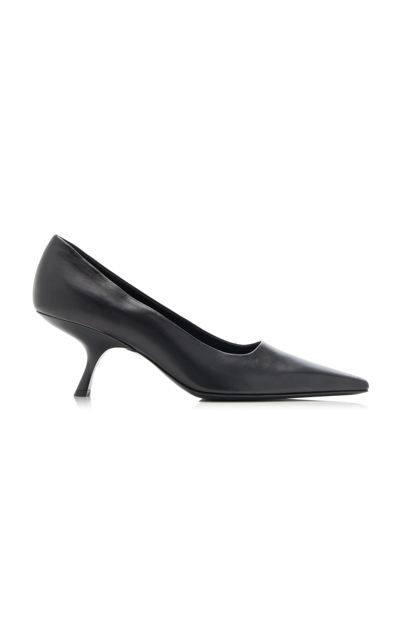 The Row Square Toe Smooth Calfskin Leather Pumps In Black
