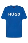 Hugo Cotton-jersey Regular-fit T-shirt With Contrast Logo In Blue