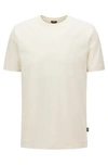 Hugo Boss Mercerised-cotton Short-sleeved T-shirt With Mesh Structure In White