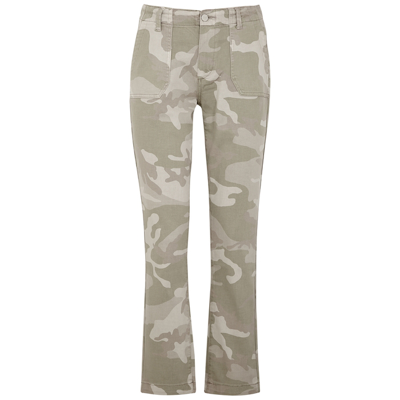 Paige Mayslie Camouflage Straight-leg Tapered Jeans In Beige