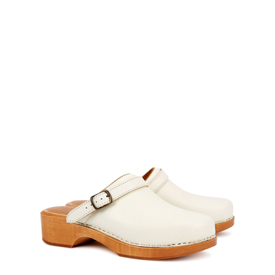 Re/done 70s Classic Leather Clogs In Off White Leather