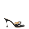 Mach&mach Double Bow Crystal-embellished Satin Mules In Black