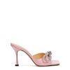 Mach&mach Double Bow Crystal-embellished Satin Mules In Pink