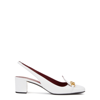 Valentino White Vlogo Chain 50 Leather Slingback Pumps In White