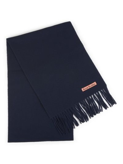 Acne Studios Canada Oversized Fringed Wool Scarf In Blue