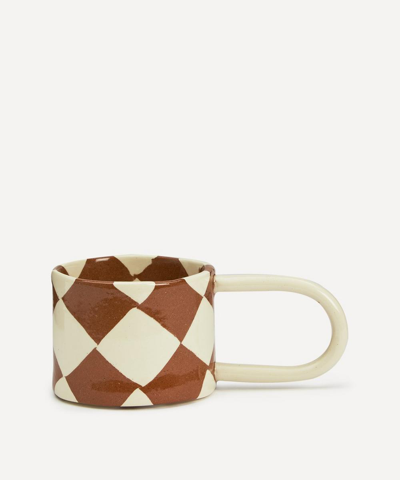 Henry Holland Studio Brown And White Checkerboard Loopy Mug