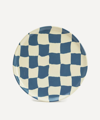 HENRY HOLLAND STUDIO BLUE AND WHITE CHECKERBOARD DINNER PLATE