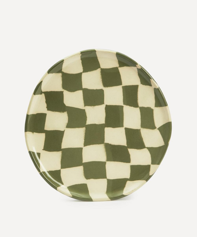 Henry Holland Studio Green And White Checkerboard Dinner Plate