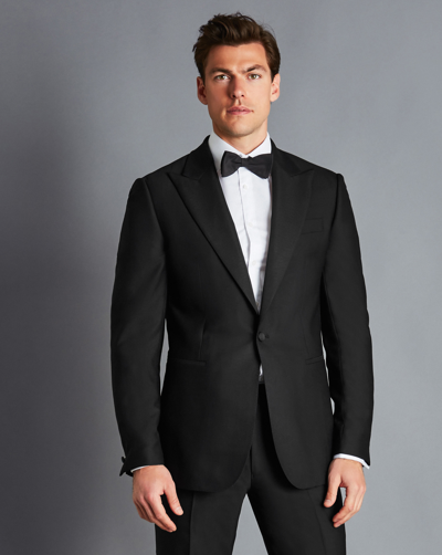 Charles Tyrwhitt Peak Lapel Dinner Suit Wool Jacket In Black